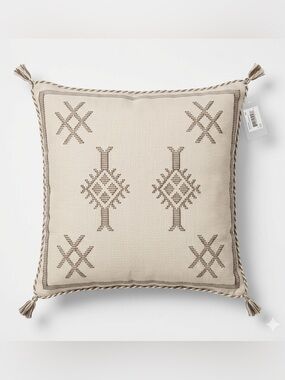 Four Hands Sabra Pillow Khaki Stitch 20x20 NWT Boho